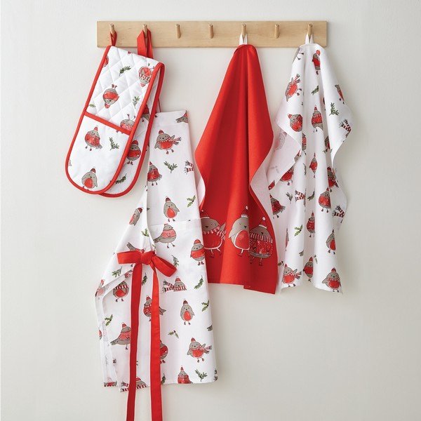 Bombažne kuhinjske krpe z božičnim motivom v kompletu 2 ks 50x70 cm Christmas Robins – Catherine Lansfield-image-2