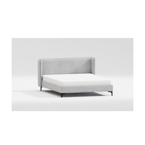 Siva oblazinjena zakonska postelja z letvenim dnom 180x200 cm Basti – Ropez-image-3