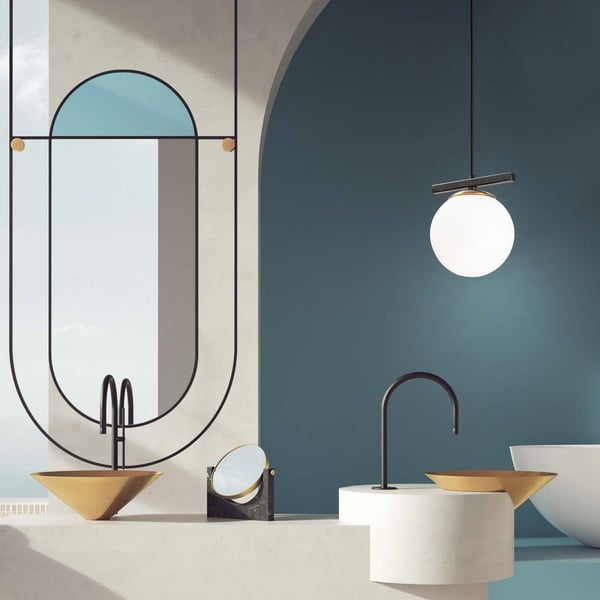 Bela/črna viseča svetilka s steklenim senčilom ø 15 cm Üzüm – Opviq lights-image-4