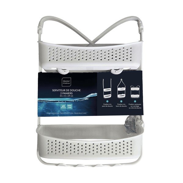 Mat bela plastična viseča kopalniška polica Vesper – douceur d'intérieur-image-4