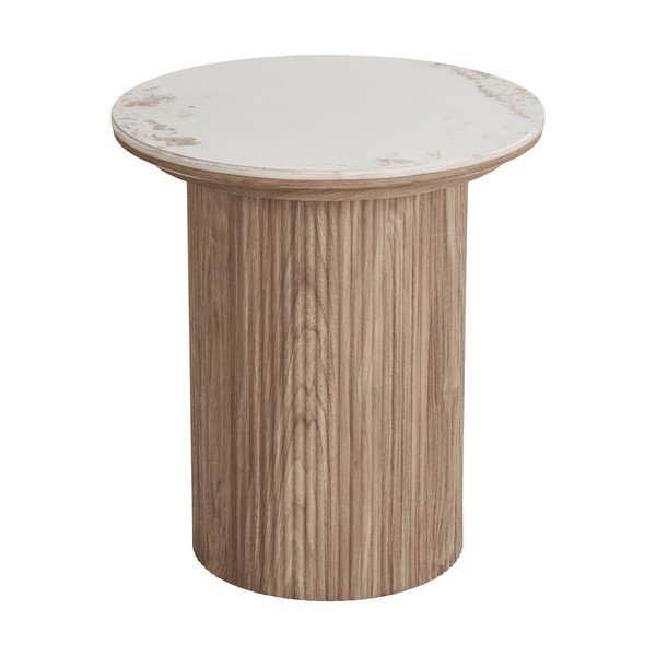 Okrogla stranska mizica z mizno ploščo v marmornem dekorju ø 45 cm Athens – House Nordic