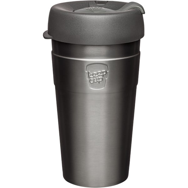 Siva potovalna skodelica s pokrovom KeepCup Nitro Thermal, 454 ml