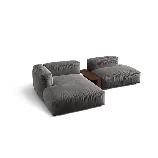 Siva žametna kotna sedežna garnitura (levi kot/z ležalnikom) Martina – Micadoni -image-2