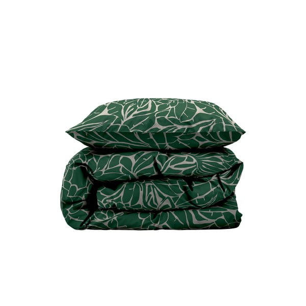 Zelena enojna podaljšana posteljnina iz damasta 140x220 cm Abstract leaves – Södahl