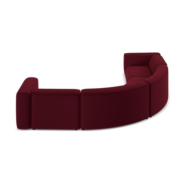 Bordo rdeča žametna kotna sedežna garnitura Ekahi – Makamii-image-4