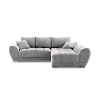Svetlo siva svetlo siva kotna raztegljiva sedežna garnitura z žametnim oblazinjenjem Windsor & Co Sofas Nuage, desni kot