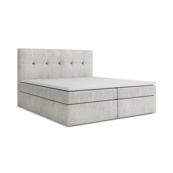 Boxspring postelja s prostorom za shranjevanje 140x200 cm v srebrni barvi Palta – Makamii