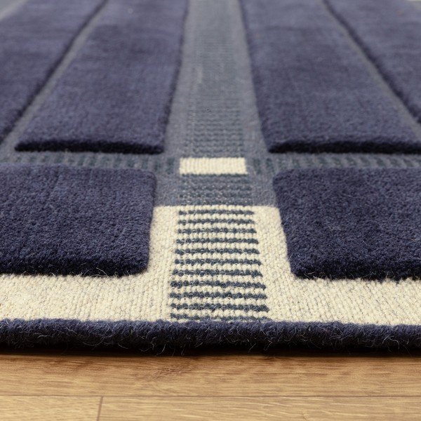 Temno modra/bež ročno tkana volnena preproga 120x170 cm – Asiatic Carpets-image-3