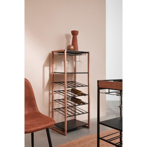 Črna/v naravni barvi kovinska vinska omara število steklenic 20, 50x122x35 cm Isaac – Yes Everyday-image-1