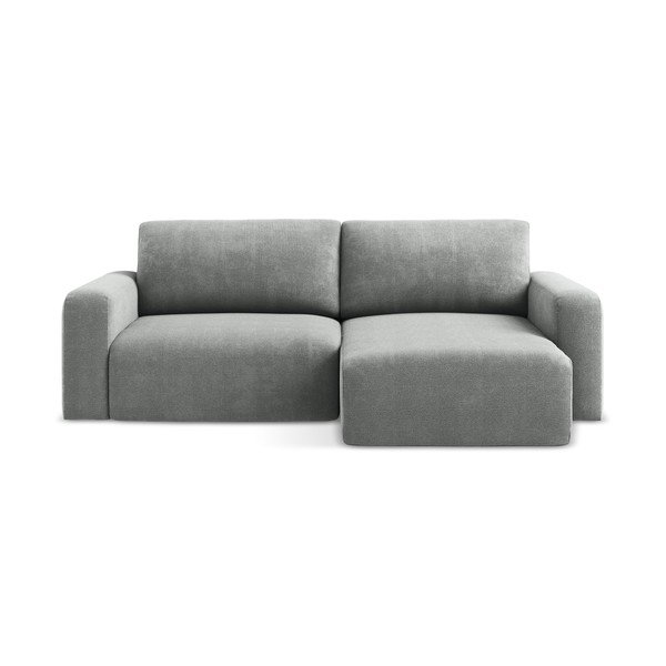 Siva raztegljiva/s prostorom za shranjevanje kotna sedežna garnitura iz šenilje (desni kot/z ležalnikom) Kona – Makamii