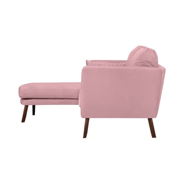 Svetlo roza trisedežni kavč Mazzini Sofas Elena, z ležalnikom v levem kotu-image-3