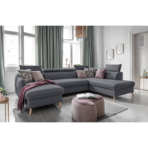 Temno siva raztegljiva kotna sedežna garnitura (desni kot) Sweet Harmony – Miuform-image-4