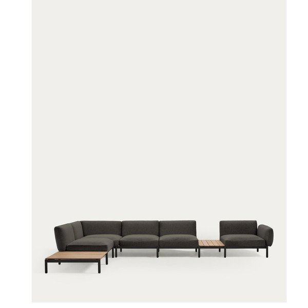 Temno siv oblazinjen vrtni kavč (levi kot) Sorells – Kave Home-image-3
