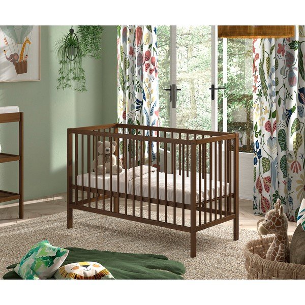 Rjava otroška posteljica iz masivne bukve z nastavljivo višino 60x120 cm Dino – Vipack-image-1