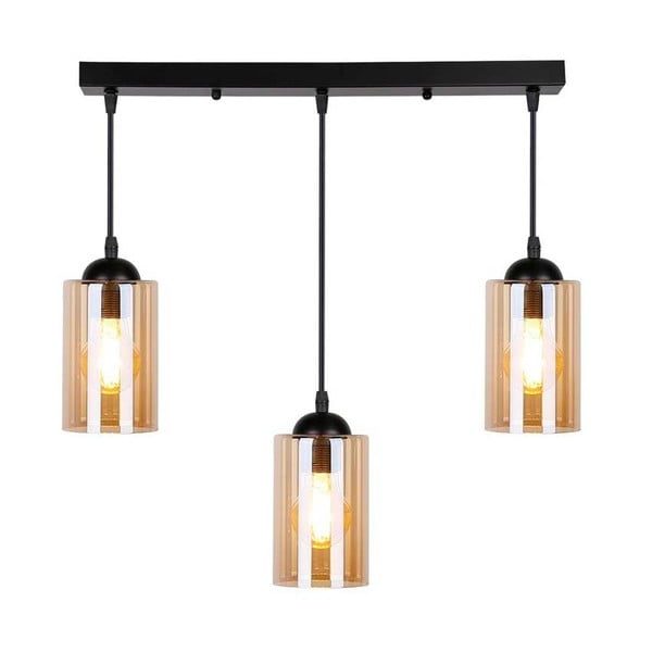 Črna viseča svetilka s steklenim senčnikom 10x55 cm Bistro - Candellux Lighting-image-4