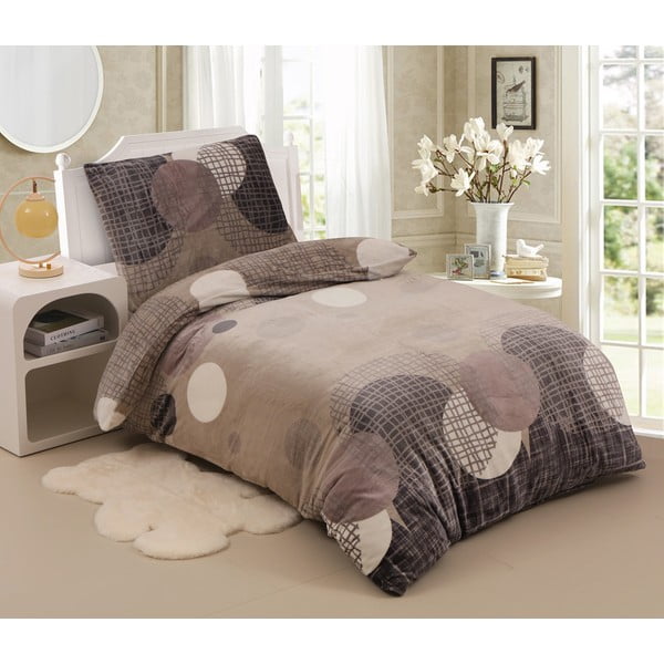 Rjava posteljnina za zakonsko posteljo iz mikropliša 220x200 cm – My House