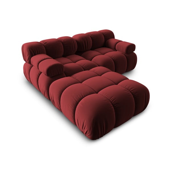Rdeča žametna kotna sedežna garnitura Bellis – Micadoni Home-image-4