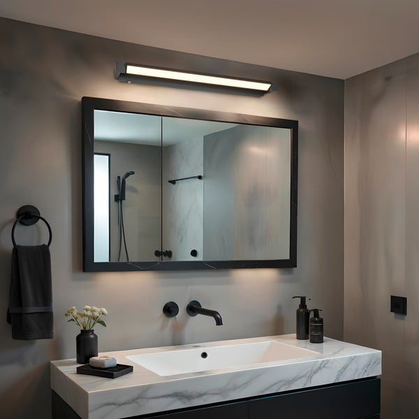 Mat črna LED stenska svetilka Fabrizio – Trio-image-1