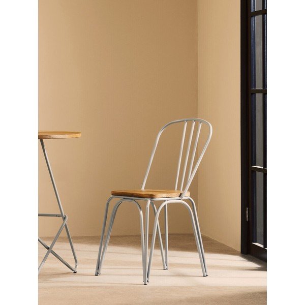 Siv/v naravni barvi jedilni stol iz masivnega bresta District – Premier Housewares-image-1