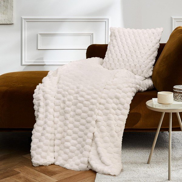 Kremno bela odeja iz mikropliša 125x150 cm Frosty – douceur d'intérieur-image-1