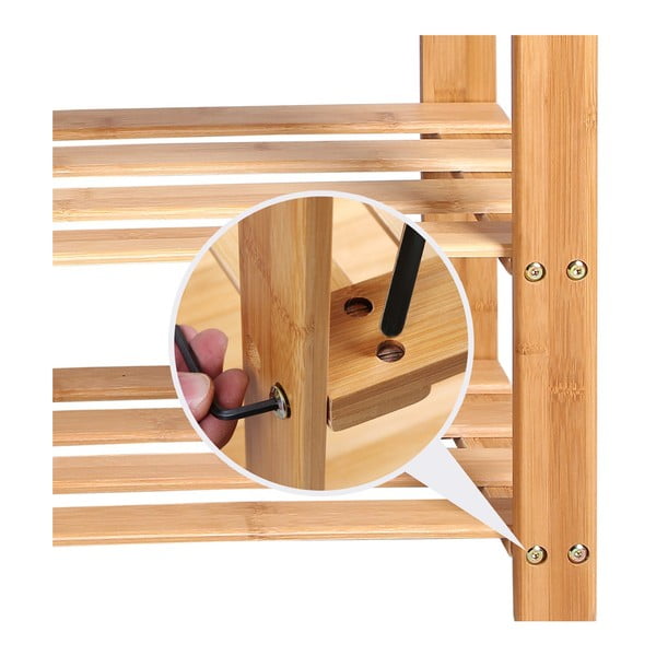 Bambusova polica za 8 parov čevljev Songmics, širina 90 cm-image-2