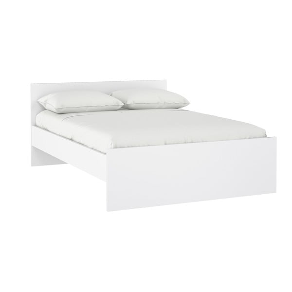 Bela zakonska postelja iz iverne plošče brez letvenega dna 140x200 cm Naia – Tvilum