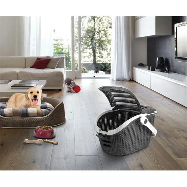 Temno siva potovalna škatla za hišne ljubljenčke Curver Vintage-image-1