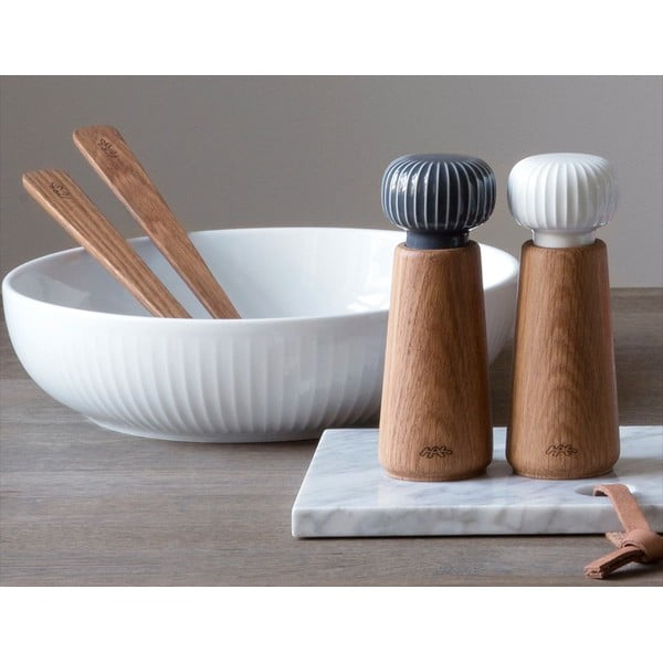 Mlinček za začimbe iz hrastovega lesa z antracit-sivimi porcelanastimi detajli Kähler Design Hammershoi, višina 17,5 cm-image-1