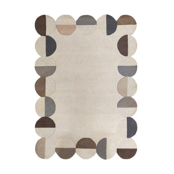 Sivo-bež ročno tkana volnena preproga 120x170 cm Mia Scallop Frame – Flair Rugs