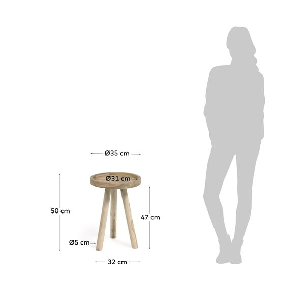 Okrogla stranska mizica iz masivnega tika ø 35 cm Glenda – Kave Home-image-4