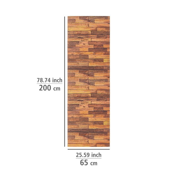 Rjava plastična kopalniška preproga 65x200 cm Lambris – Wenko-image-3