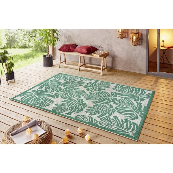 Zeleno-bež zunanja preproga NORTHRUGS Monstera, 140 x 200 cm-image-1