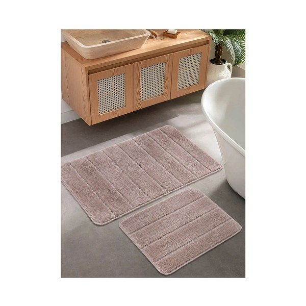 Rjave kopalniške preproge v kompletu 2 ks 50x80 cm Yeni Cizgli – Foutastic-image-1