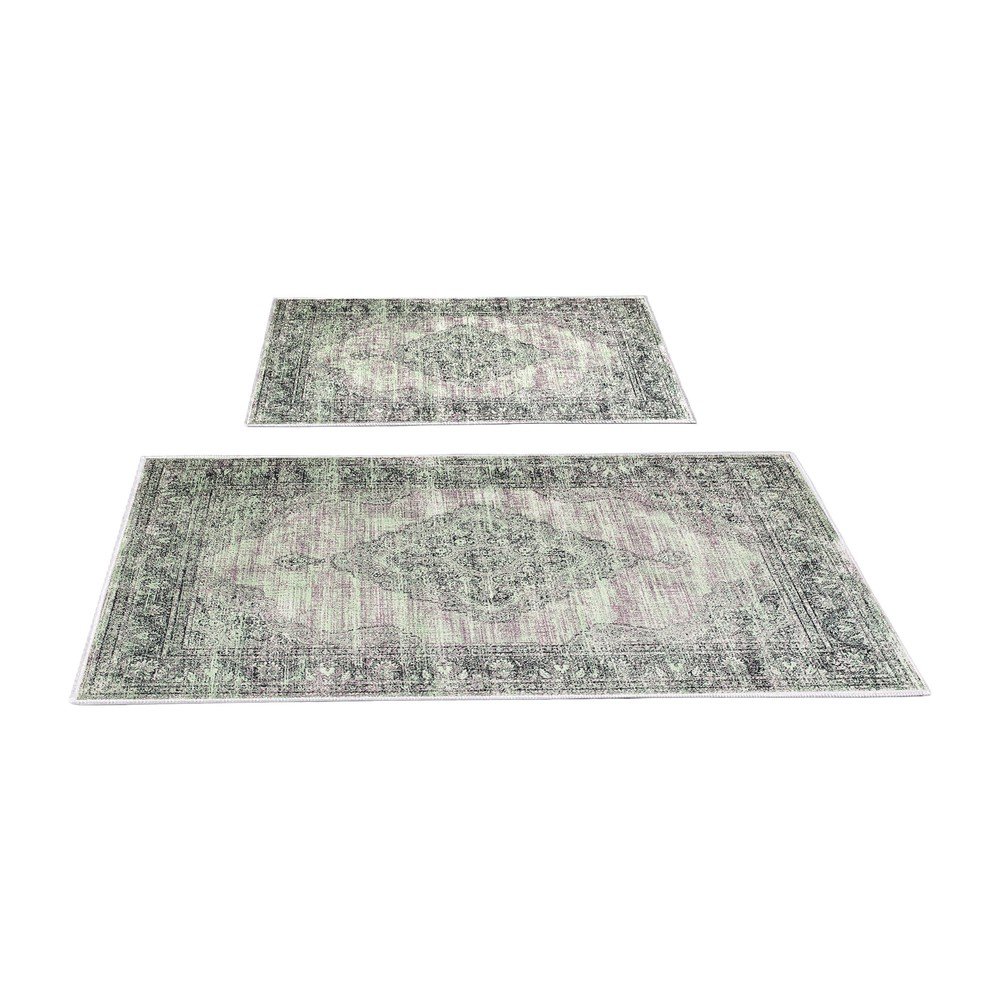 Zelene/sive kopalniške preproge v kompletu 2 ks 60x100 cm