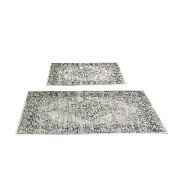 Zelene/sive kopalniške preproge v kompletu 2 ks 60x100 cm – Foutastic