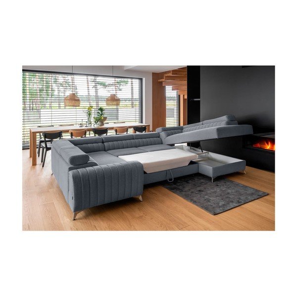 Modra raztegljiva/s prostorom za shranjevanje kotna sedežna garnitura (desni kot/v obliki črke "U") Louis – ELTAP-image-4