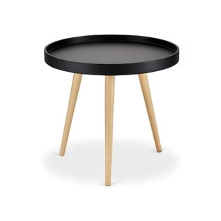 Črna stranska mizica z nogami iz bukovega lesa Furnhouse Opus, Ø 50 cm
