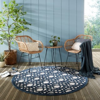 Modra okrogla zunanja preproga ø 160 cm Oro - Flair Rugs