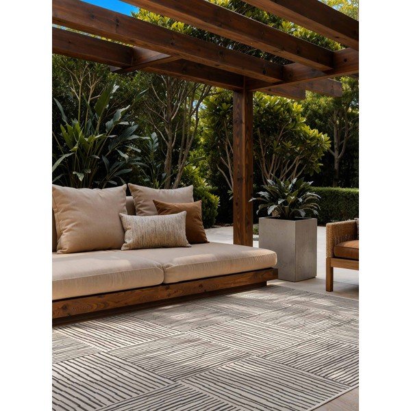 Črna/kremno bela notranja in zunanja preproga 120x170 cm Haringey Nightingale – Ted Baker-image-1