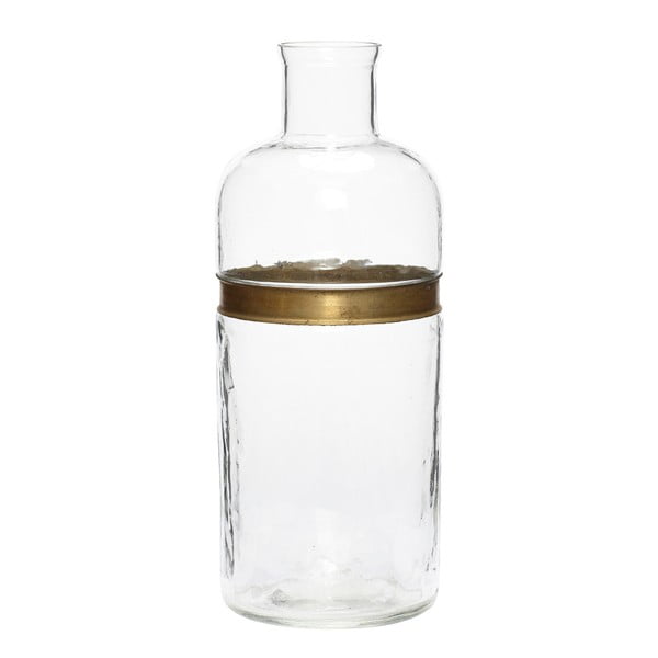Steklena steklenica z medeninastim obročem Hübsch Reba