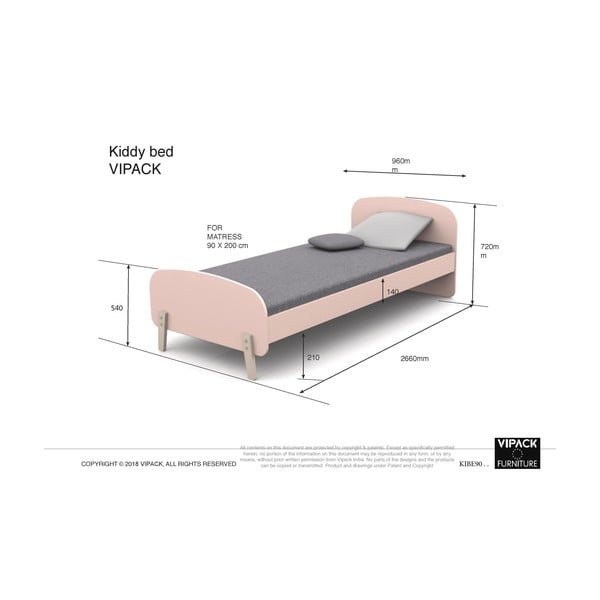Vipack Kiddy Menthol otroška postelja, 200 x 90 cm-image-1