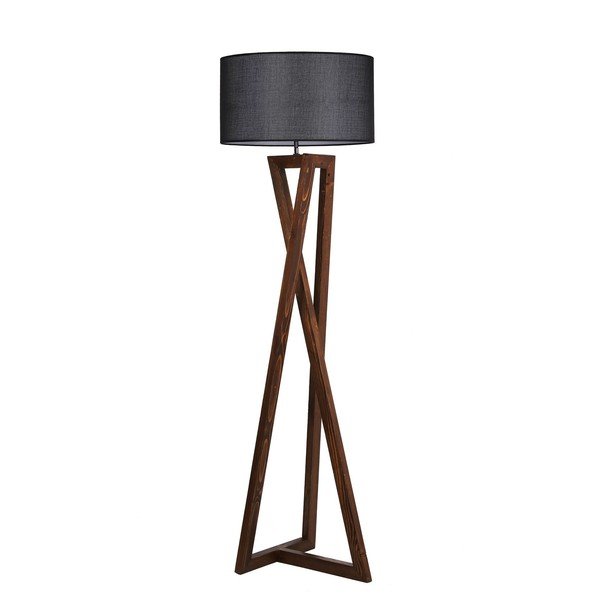 Črna/rjava stoječa svetilka s tekstilnim senčilom (višina 149 cm) Maçka – Opviq lights