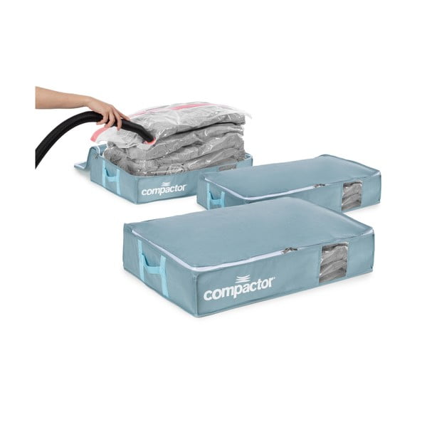 Vakuumske plastične škatle za pod posteljo v kompletu 3 ks 65x45x15,5 cm Blue Edition – Compactor-image-4