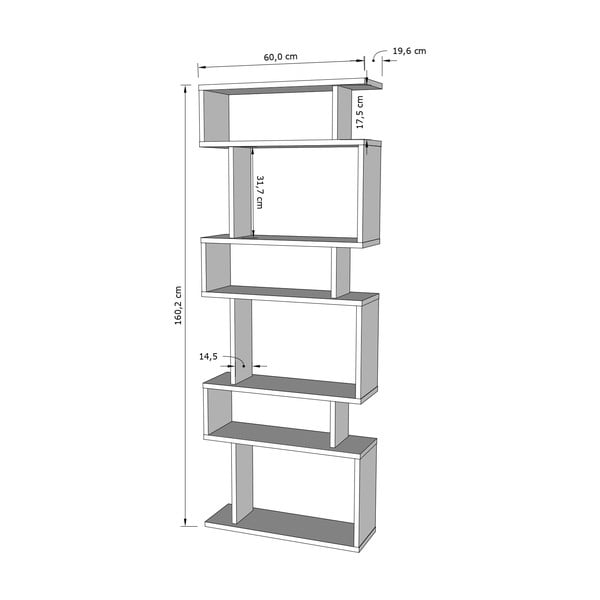 Knjižna polica v hrastovem dekorju v beli in naravni barvi 60x160 cm Bates - Kalune Design-image-2