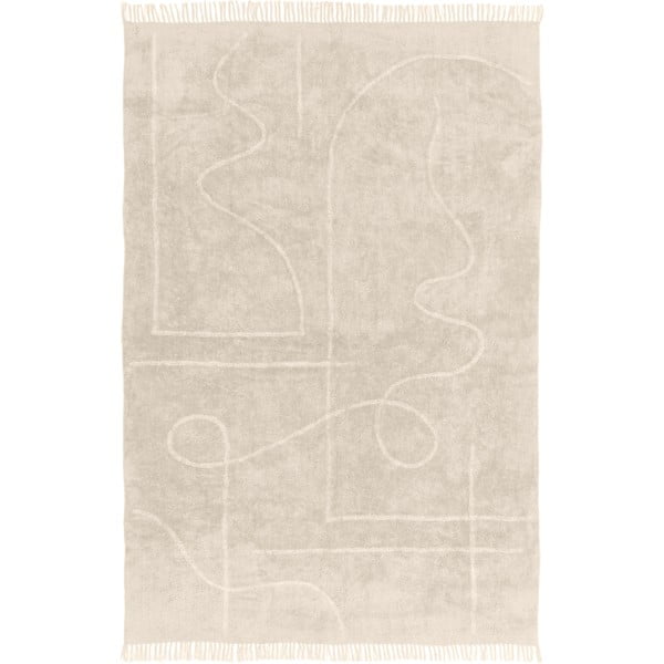 Bež ročno tkana bombažna preproga Westwing Collection Lines, 200 x 300 cm
