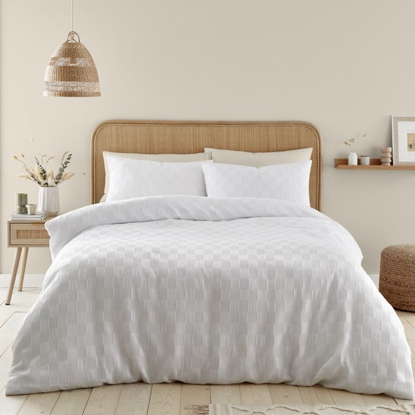 Bela posteljnina za zakonsko posteljo 200x200 cm Waffle Checkerboard – Catherine Lansfield