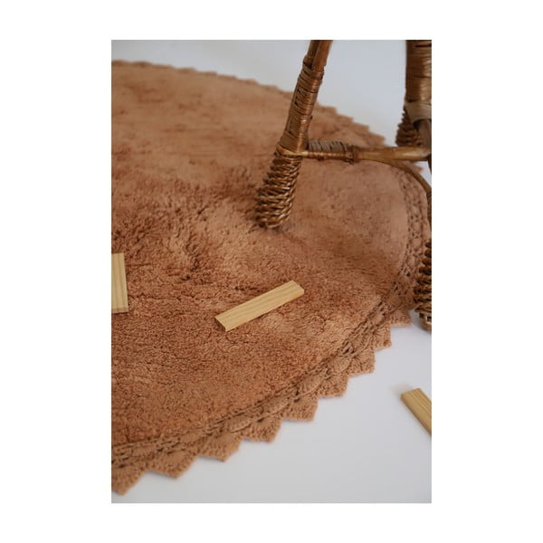 Opečnato oranžna pralna ročno tkana bombažna okrogla preproga ø 110 cm Perla Toffee – Nattiot-image-2