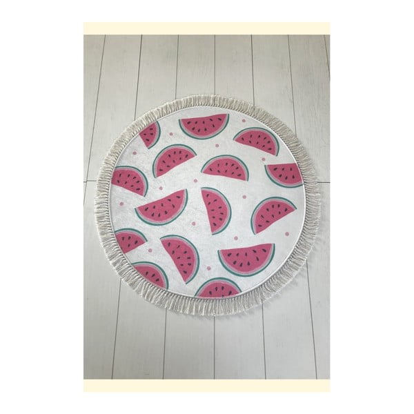 Tropica Podloga za kopel v beli in roza barvi, ⌀ 100 cm