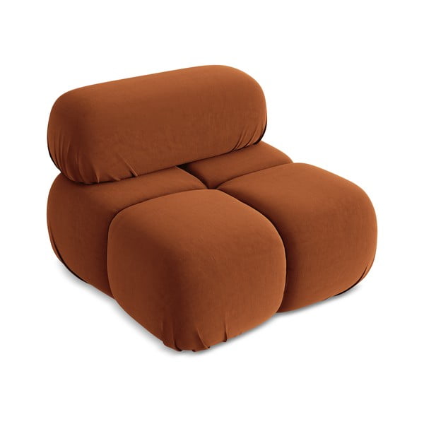 Oranžen žameten modul za sedežno garnituro (sredinski modul) Lokua – Makamii-image-2