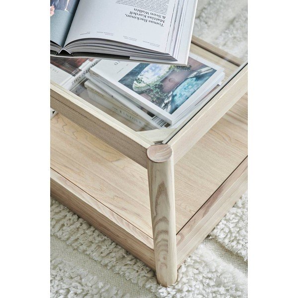 Klubska mizica s stekleno mizno ploščo v naravni barvi 60x120 cm Class – Ellos Home-image-2